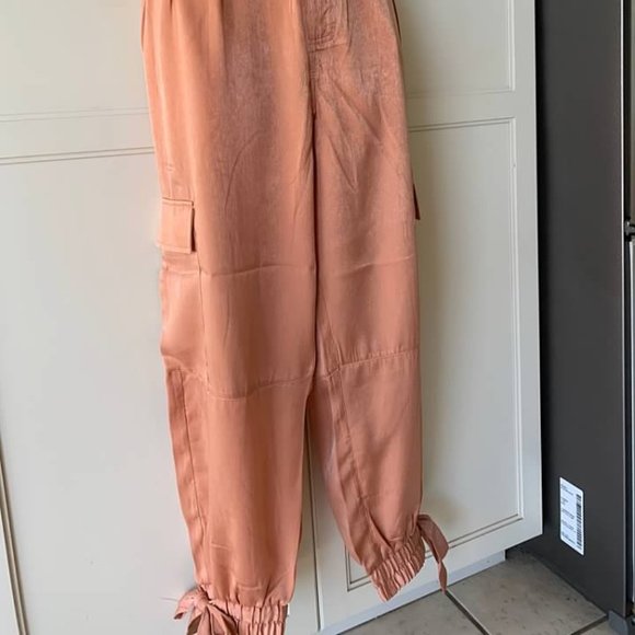 Women's Satin Cargo Pants "And Now This"- Rust - Picture 2 of 5